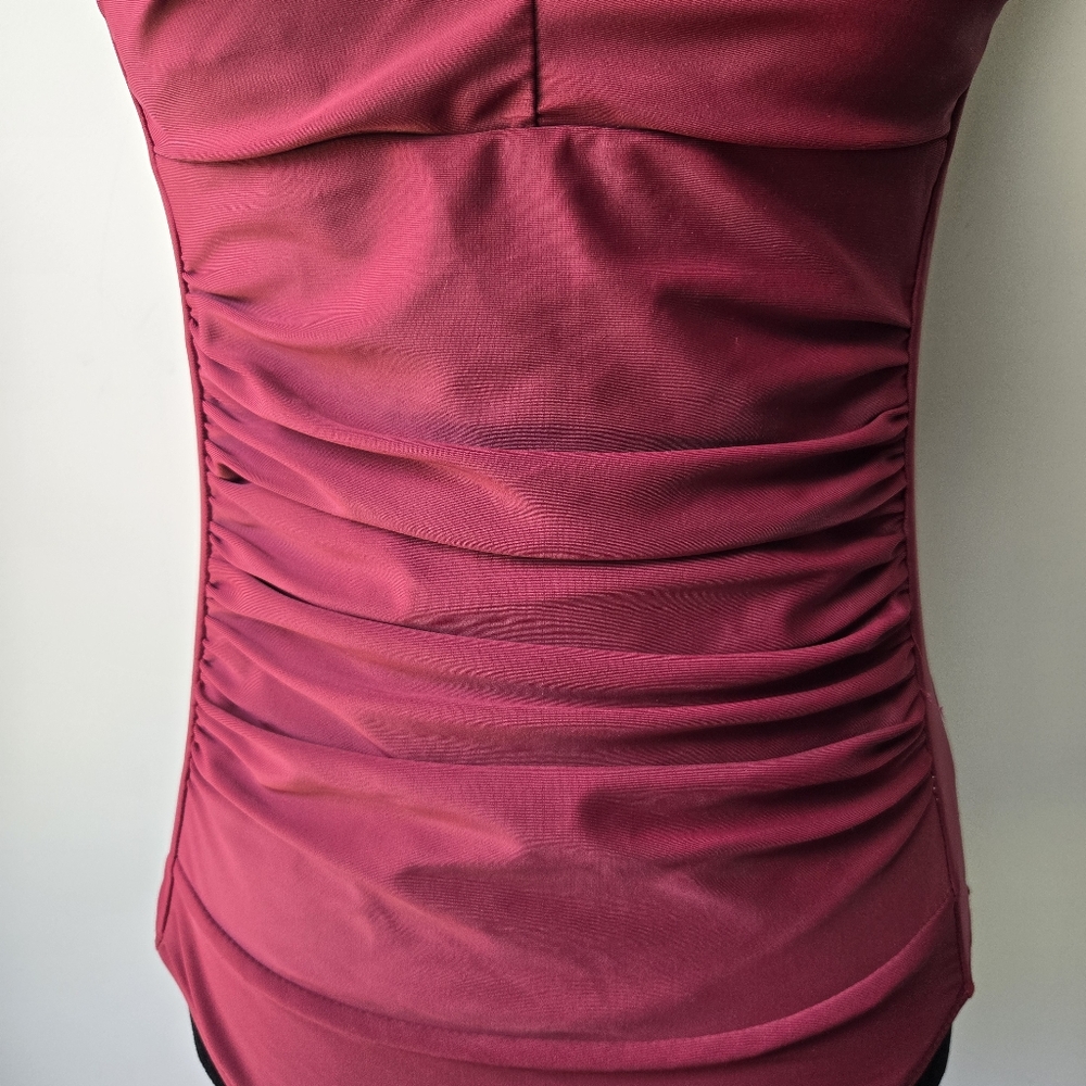 Ekouaer Maroon One Piece Runched Front Bathing Swim Suit Medium - Picture 4 of 9